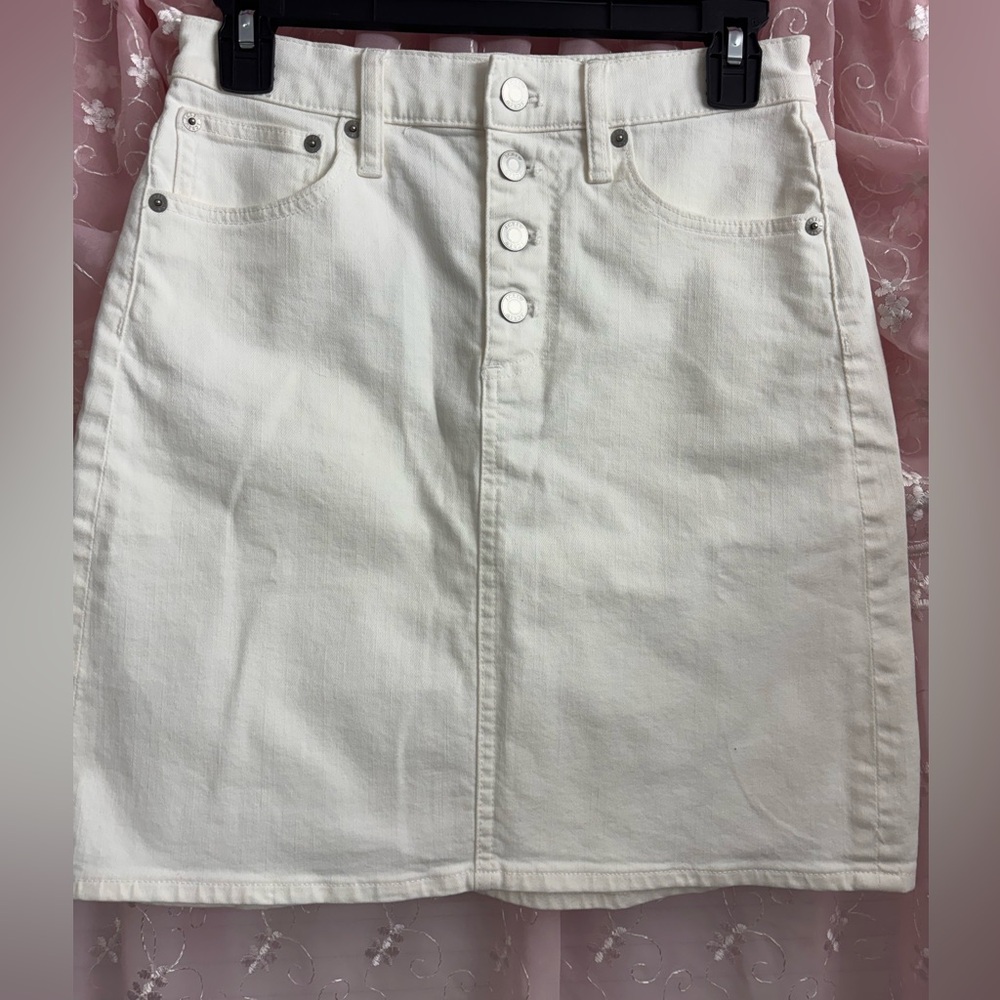 J Crew White Denim Skirt